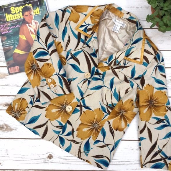 Newport News Vintage Tropical Floral Print Jacket - Picture 1 of 8